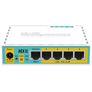 MikroTik hEX PoE Lite 5 Port Ethernet 4 PoE Router RB750U