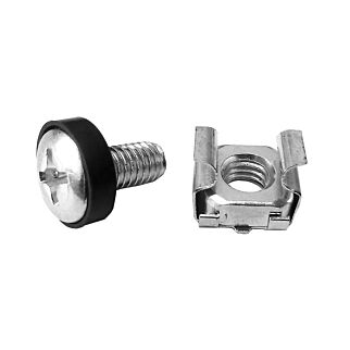 Cage Nut and Bolt Sets – 20-Pack, Silver Zinc-Plated (Rack Mount Hardware)
