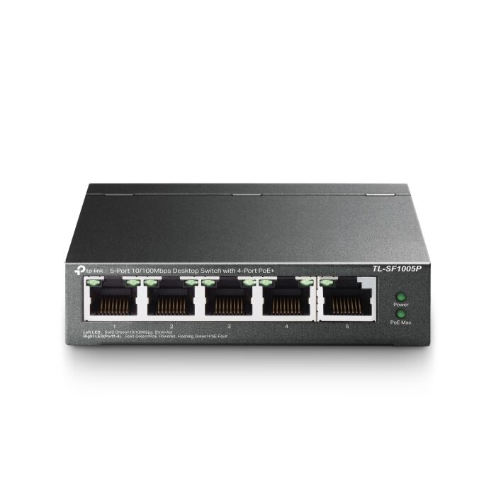 TP-Link 5-Port 10/100 Mbps Desktop Switch with 4-Port PoE+ | TL-SF1005P