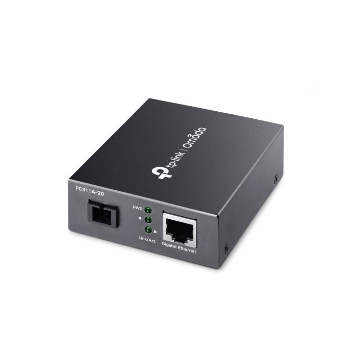 TP-Link Omada 10/100/1000 Mbps RJ45 to 1000 Mbps Single-mode SC WDM Bi-Directional Fiber Converter | FC311B-20