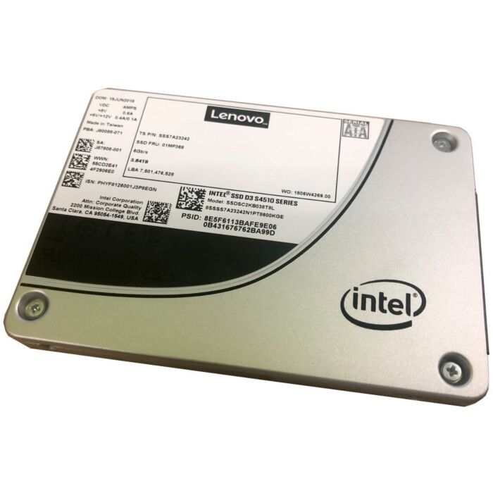 A Lenovo DCG Thinksys ST50 3.5'' Intel S4510 960GB Entry SATA 6Gb Non Hot Swap SSD, a high-capacity and high-speed data storage device.