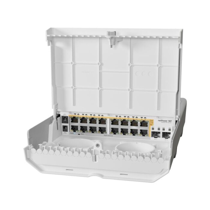 MikroTik netPower 16P 16 PoE Output 2 SFP+ Outdoor Switch | RB-NETPOWER16P