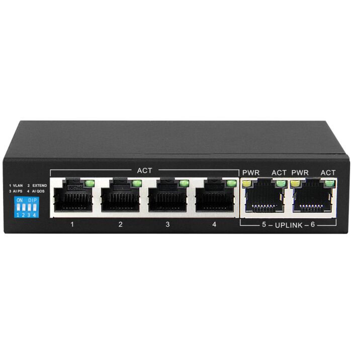 Scoop 6 Port Gigabit 4 AI PoE 60W Switch