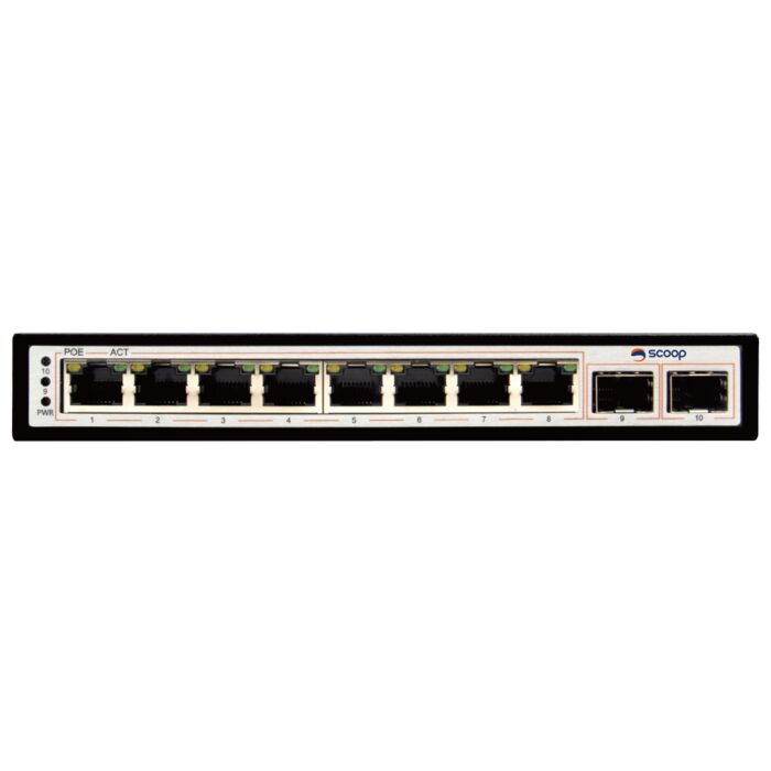 Scoop 8 Port Gigabit AI PoE 96W 2SFP Switch