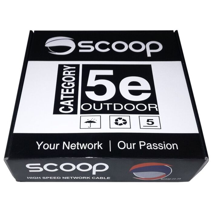Scoop 100m Box Cat5e Outdoor FTP CCA Network Cable