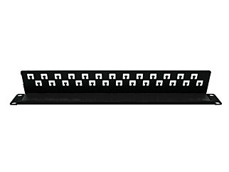 19-Inch Rack-Mount Brush Panel - Black Steel with Nylon Bristles