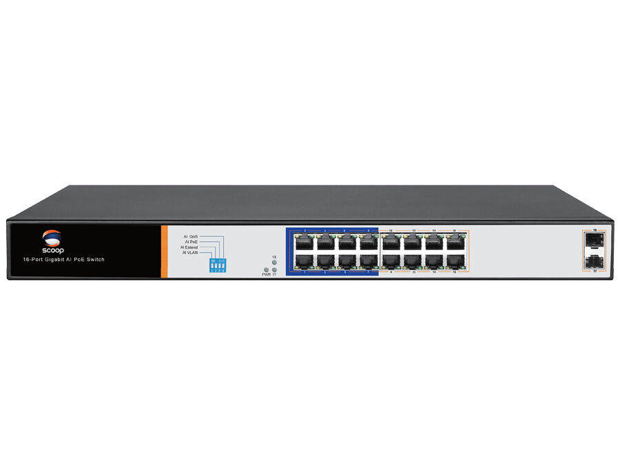 Scoop 16 Port Gigabit AI PoE 150W 2SFP Switch | SPS-16G2S