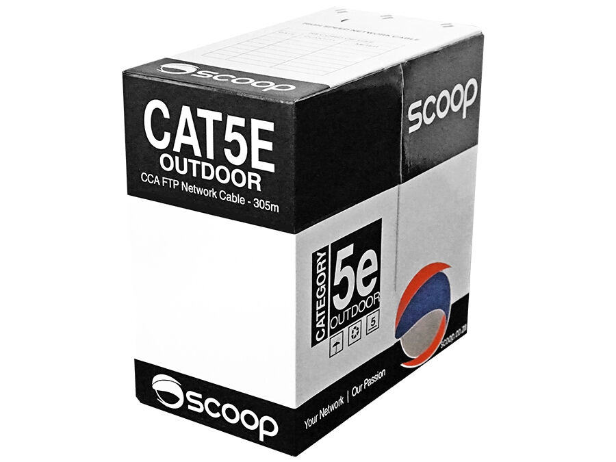 Scoop 305m Box Cat5e Outdoor FTP CCA Cable | TC-305C