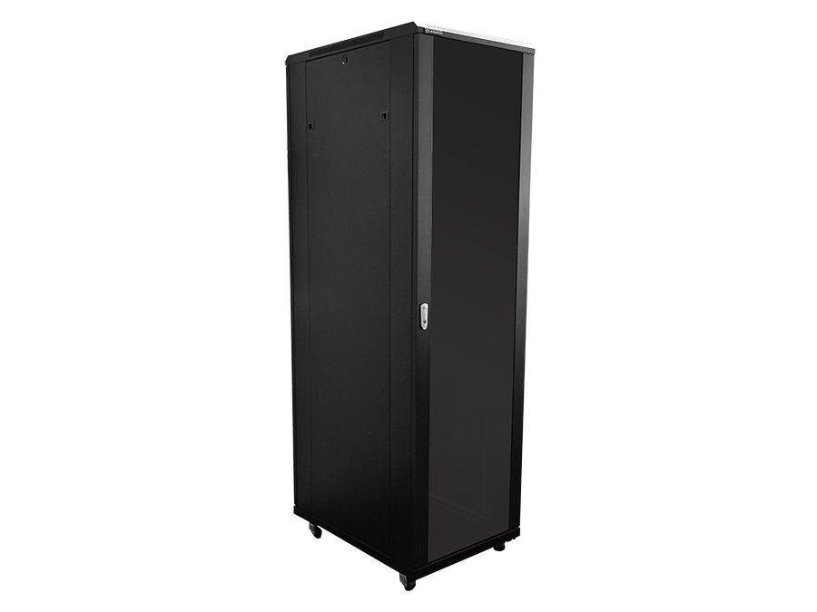 42U Standing Server Rack Cabinet – 800mm Deep with Glass Front Door with 4 Fans & 3 Shelves (Flatpacked)
