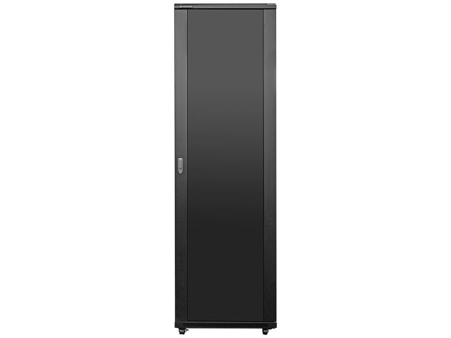 42U Standing Server Rack Cabinet – 1000mm Deep with Glass Front Door with 4 Fans & 3 Shelves (Flatpacked)