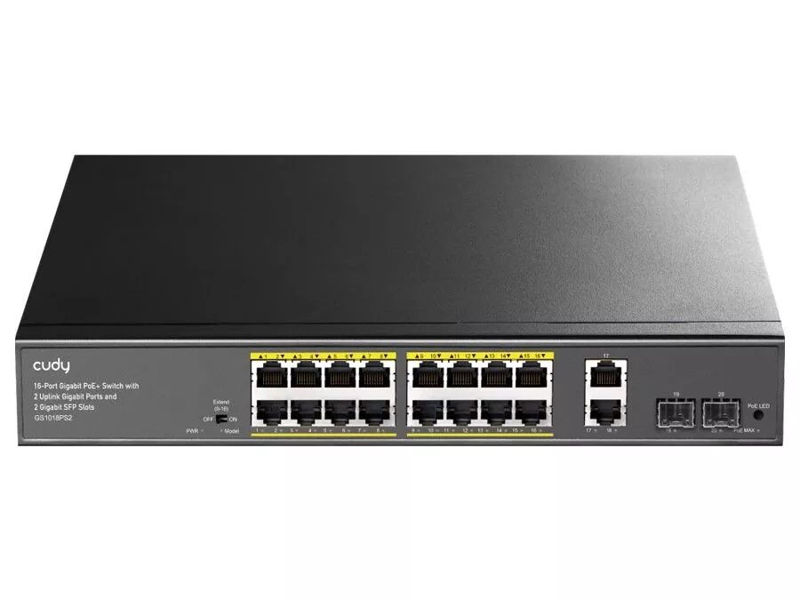 Cudy 16 Port Gigabit PoE 180W 2 Gigabit 2SFP Switch | CD-GS1018PS