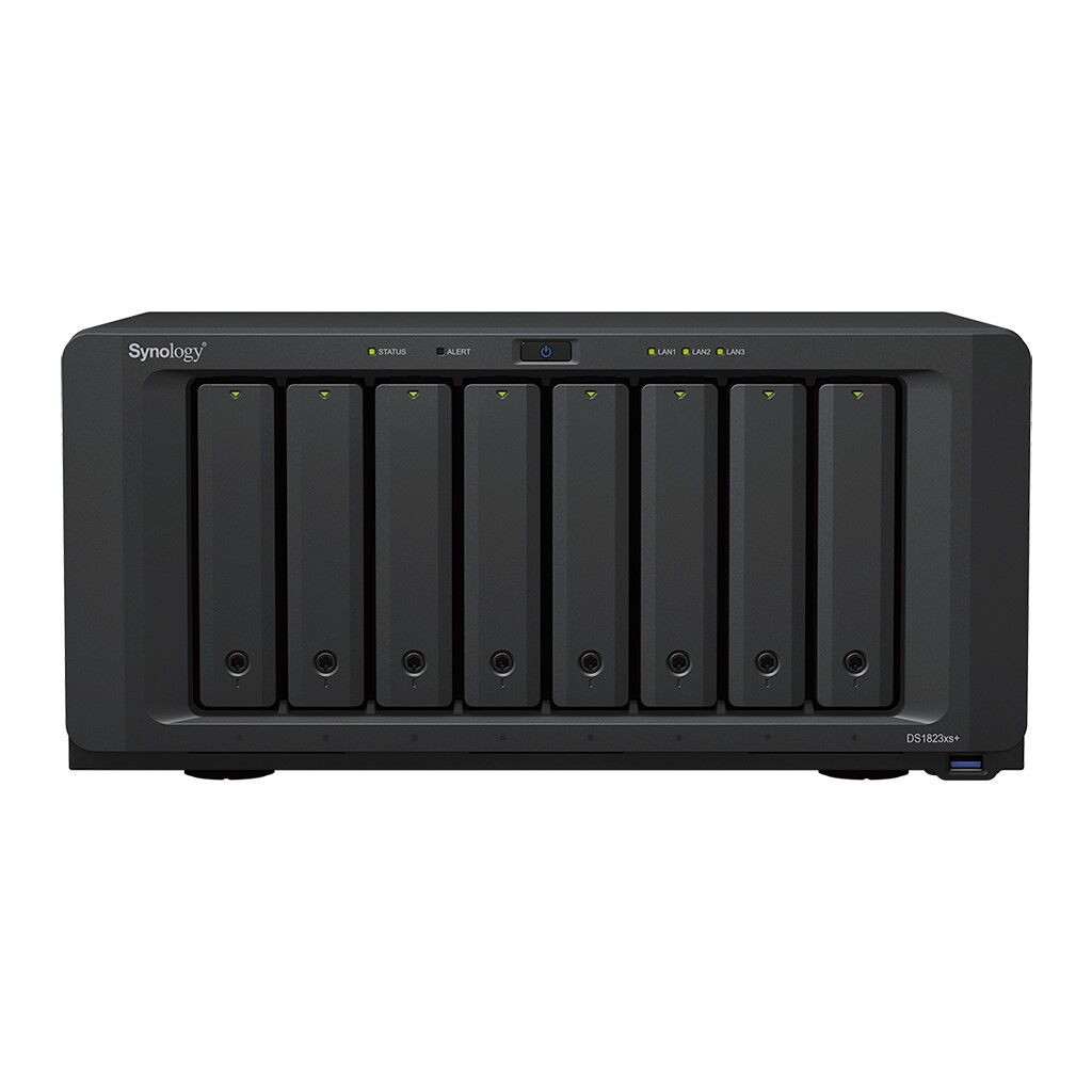 DiskStation 8 Bay NAS (Up to 18 Bay) AMD Ryzen V1780B; 4-core 3.35 (base) / 3.6 (turbo) GHz; 8 GB (8 GB x 1) | DS1823+