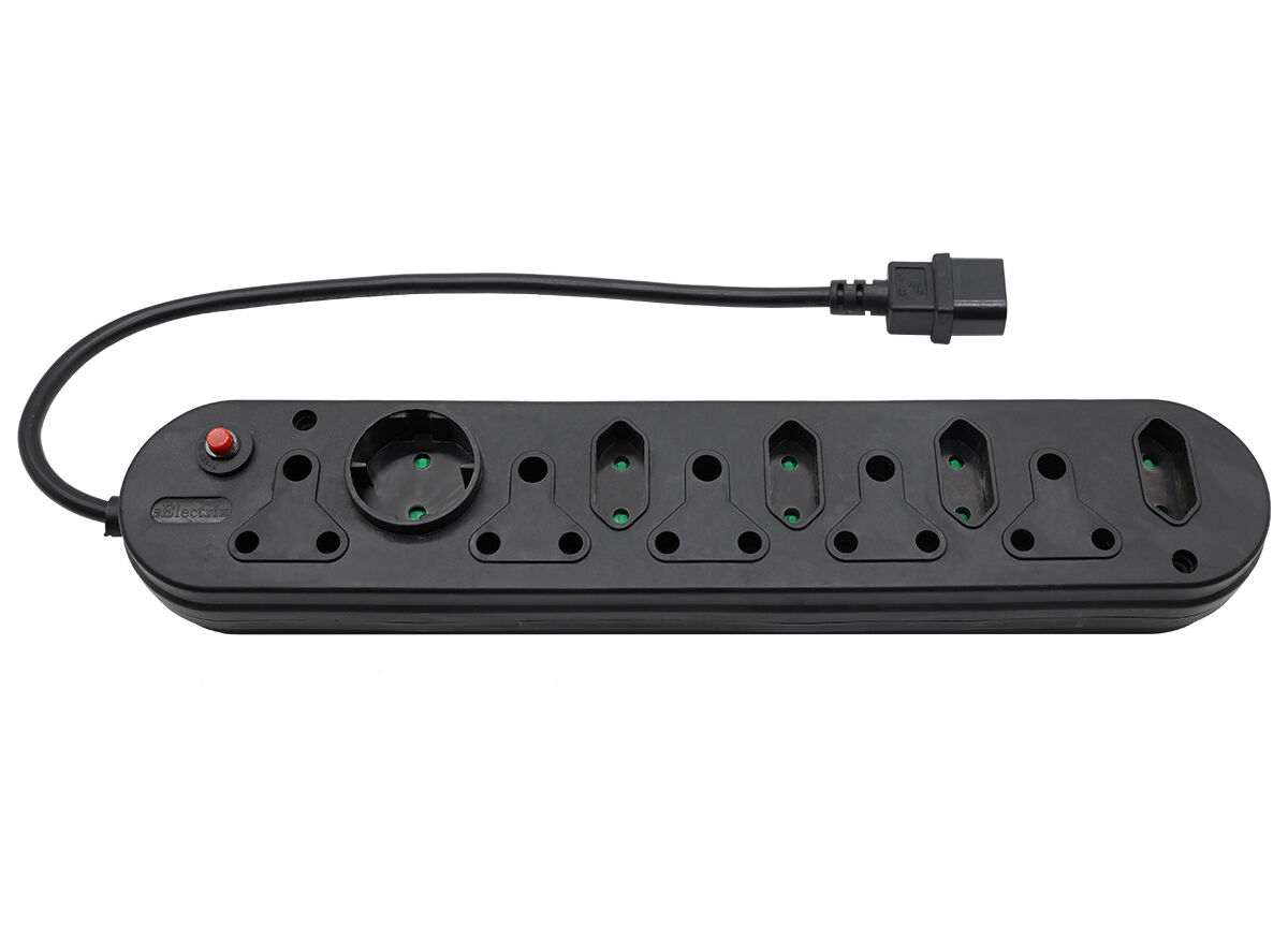 Multi Plug 5x16A 5x5A 0.5m IEC Cord Black