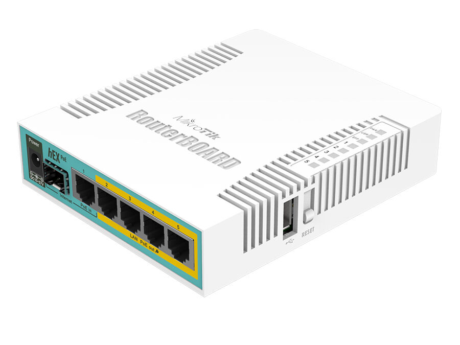 MikroTik hEX PoE 5 Port Gigabit 1SFP PoE Out Desktop Router | RB-HEXPOE