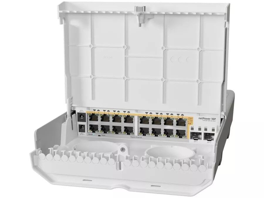 MikroTik netPower 16P 16 PoE Output 2 SFP+ Outdoor Switch | RB-NETPOWER16P