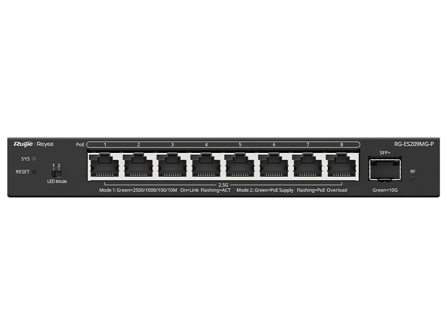 Reyee 8 Port 2.5Gbps PoE 130W 1SFP+ Smart Managed Switch | RG-ES209MG-P