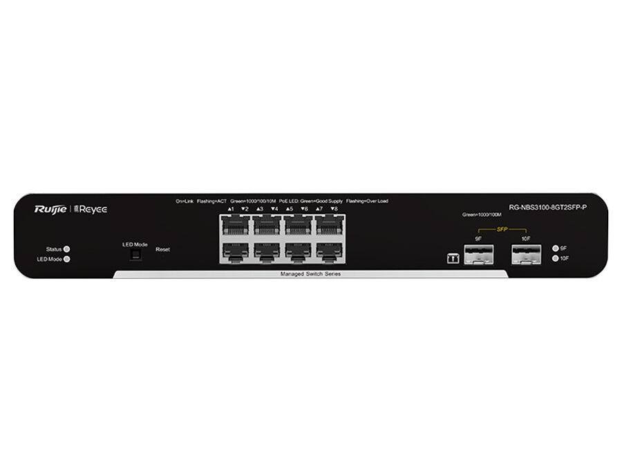 Reyee 8 Port Gigabit PoE 125W 2SFP Layer 2+ Smart Switch | RG-NBS8P2S