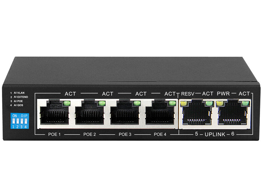 Scoop 6 Port Fast Ethernet 4 AI PoE 60W Switch | SPS-4F2F