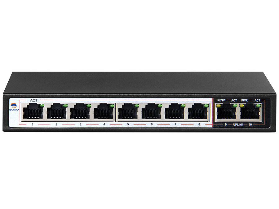 Scoop 10 Port Fast Ethernet 8 AI PoE 96W Switch | SPS-8F2F