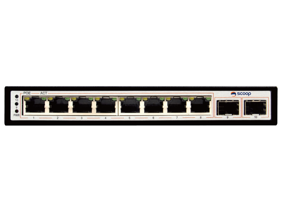 Scoop 8 Port Gigabit AI PoE 96W 2SFP Switch | SPS-8G2S