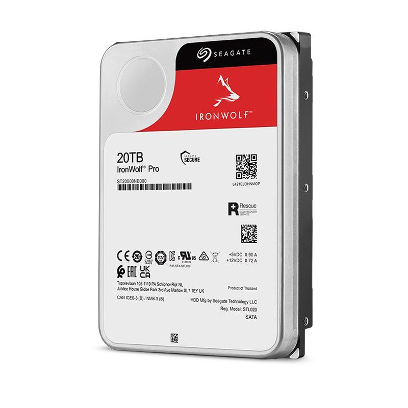 Seagate Ironwolf Pro ST20000NT001 20TB 3.5" HDD NAS Drives; SATA 6GB/s Interface; Unlimited Bays Supported; MUT: 550TB/Year; RV: Yes; , ST20000NT001 | ST20000NT001