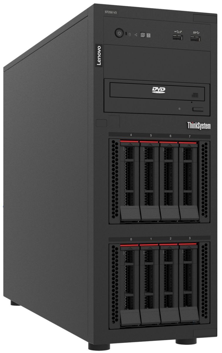 Lenovo ThinkSystem ST250 V3 Tower Server – Xeon E-2436 | 32GB DDR5 | RAID 5350-8i | 8×2.5" Backplane | 800W PSU