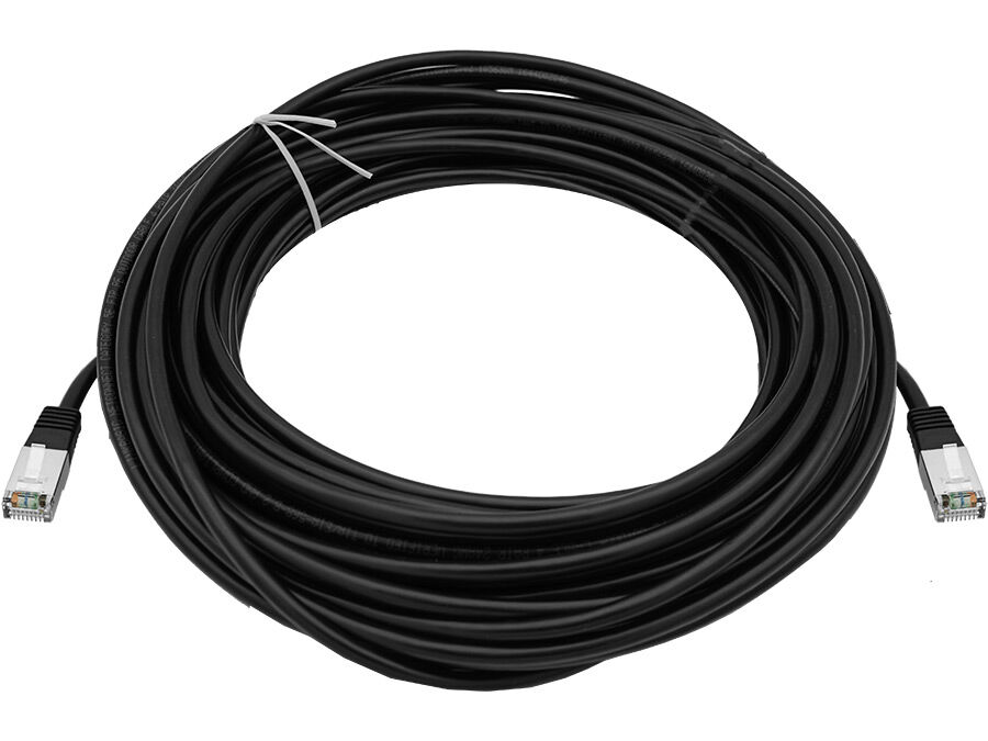 CAT5e 20M Shielded UV Protected Patchleads / Flyleads | Black - (10 Per Pack) | TC-FLY20