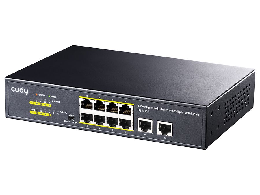 Cudy 10-Port Gigabit PoE Switch with 8 PoE Ports - Delivering Power and Connectivity