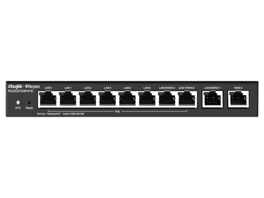 Reyee 10 Port Gigabit 4 WAN 8 PoE 110W Cloud Router 
