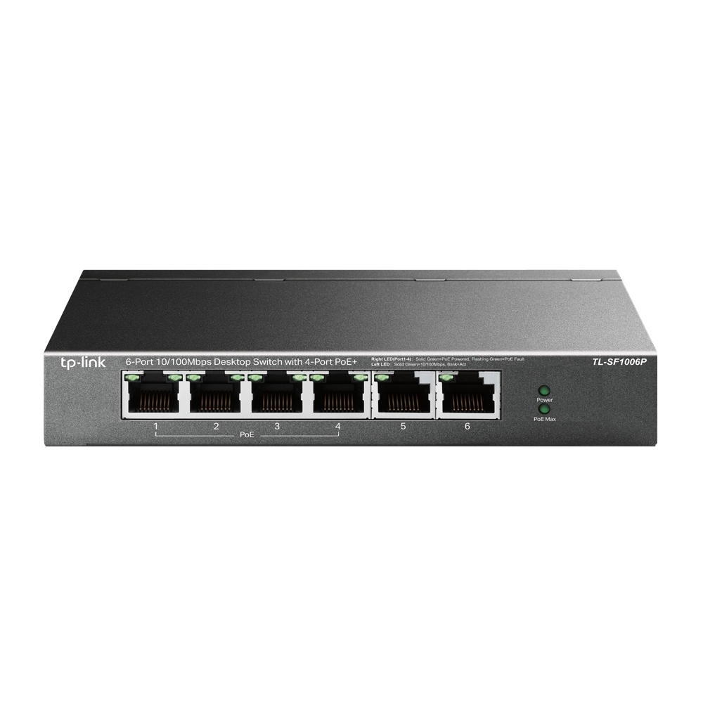 TP-LINK Sf1006P 6 Port 10/100 Mbps Desktop Poe Switch With 4 Port Poe+
