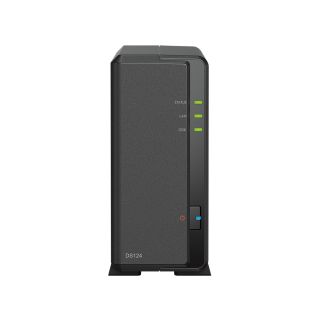 Synology DiskStation DS124 Slim: 1-Bay Desktop NAS with Realtek RTD1619B, 1GB DDR4, USB 3.2, 1GbE Port, Hot-Swappable Drive Support, DS124