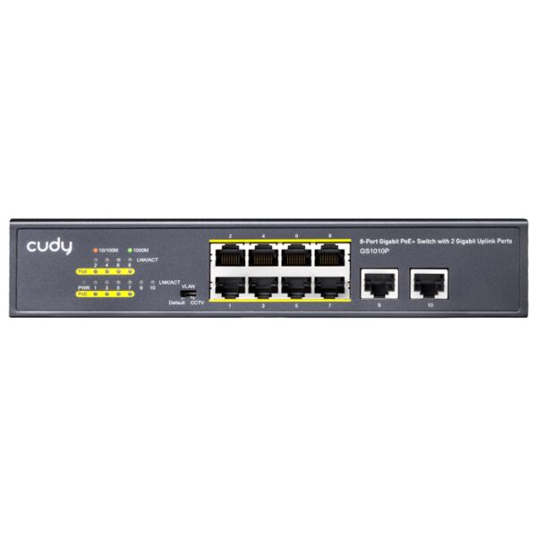 Cudy 10-Port Gigabit PoE Switch with 8 PoE Ports - Delivering Power and Connectivity GS1010P