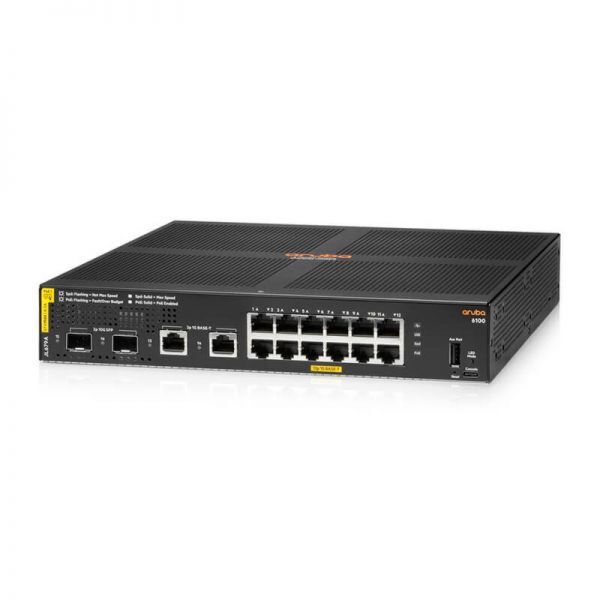 HP Aruba 6100 12G PoE+ Switch, Fanless, Dual SFP+ Ports JL679A