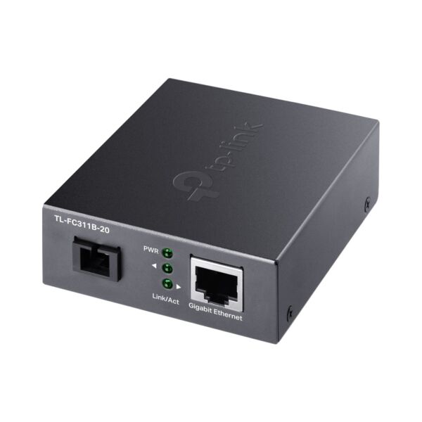 TP-Link Omada 10/100/1000 Mbps RJ45 to 1000 Mbps Single-mode SC WDM Bi-Directional Fiber Converter | FC311B-20