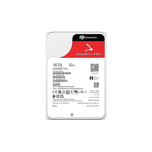Seagate Ironwolf Pro ST16000NT001 16TB 3.5" HDD NAS Drives; SATA 6GB/s Interface; Unlimited Bays Supported; MUT: 550TB/Year; RV: Yes; , ST16000NT001 | ST16000NT001