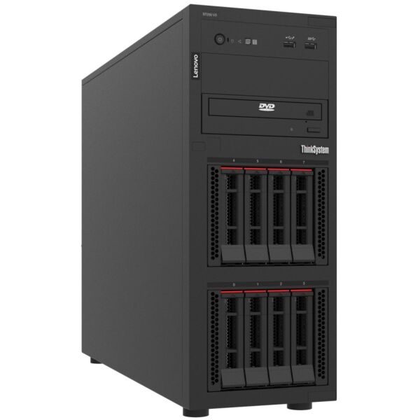 Lenovo ThinkSystem ST250 V3 Tower Server – Xeon E-2468, 32GB DDR5, RAID 5350-8i, 8x2.5" Backplane, XCC2 Platinum, 800W PSU